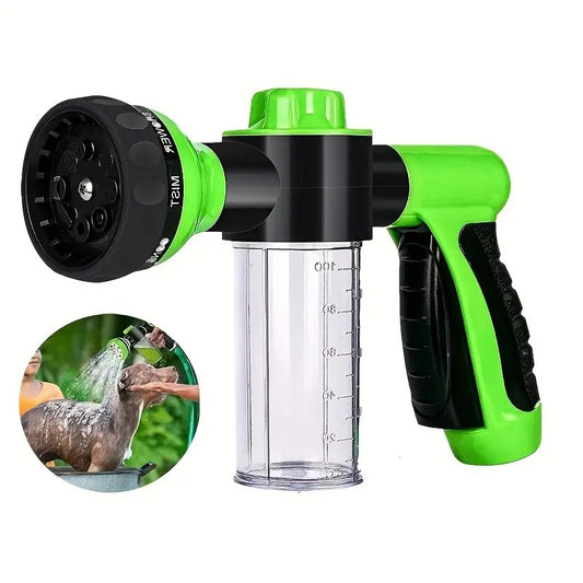 Outdoor dog wash hose attachment