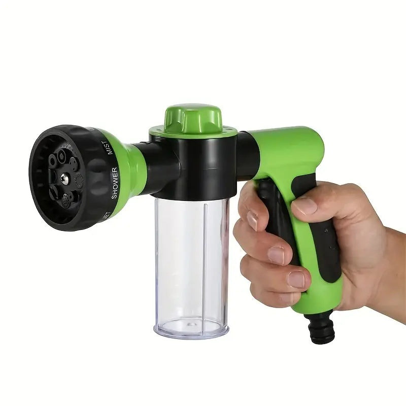 Outdoor dog wash hose attachment