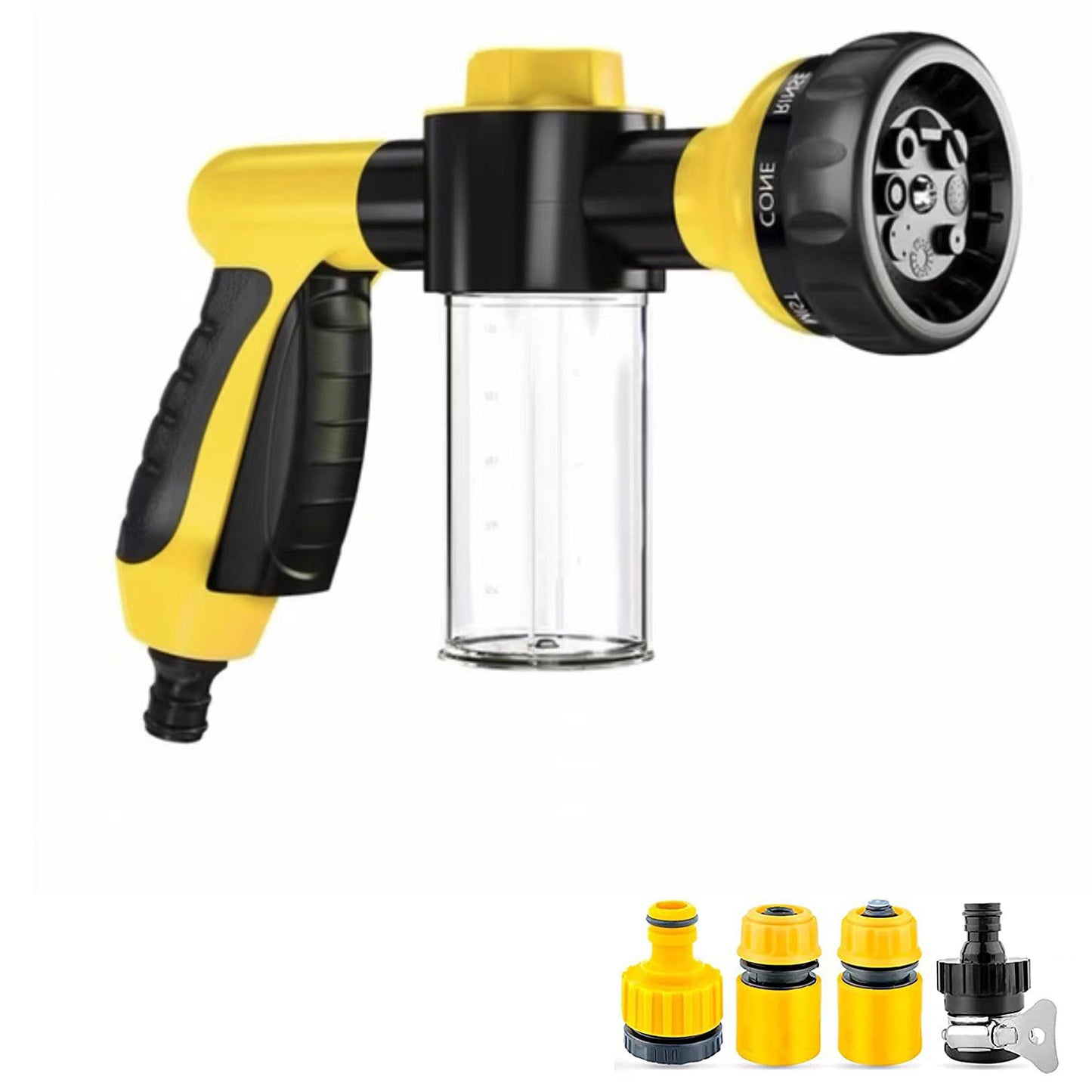 Outdoor dog wash hose attachment