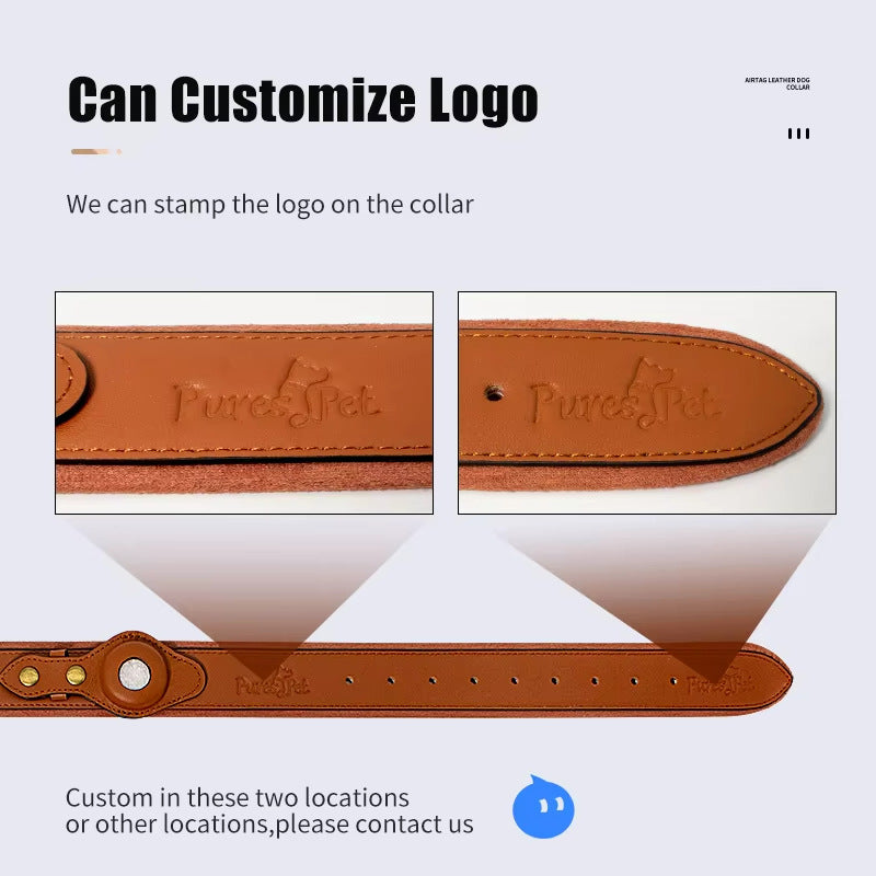 Pet Dog AirTag Leather Collar Holder